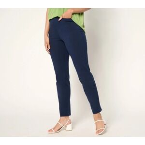 Susan Graver Navy Blue Weekend Premium Stretch Leggings Zip Pocket A372463 1X